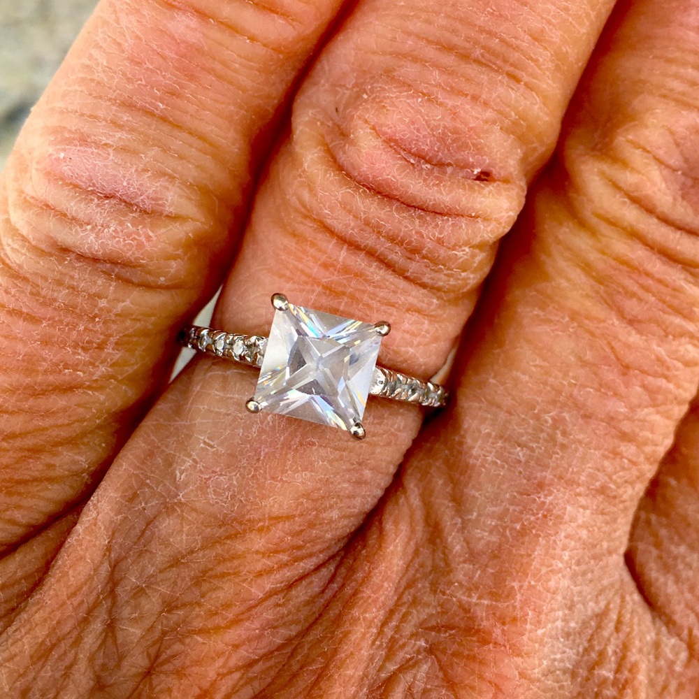 Cushion cut Zirconium Ring set in Sterling Silver